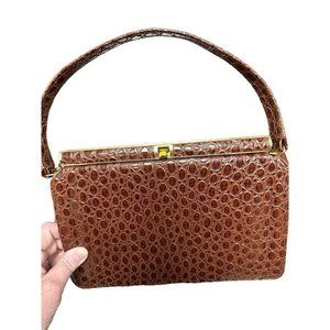 Vintage Faux‎ Brown Crocodile Ladies Handbag